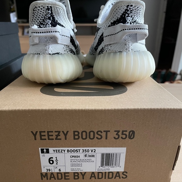 Yeezy Adidas Boost 350 V2 US 6 1/2 Zebra Sneakers - Picture 4 of 17